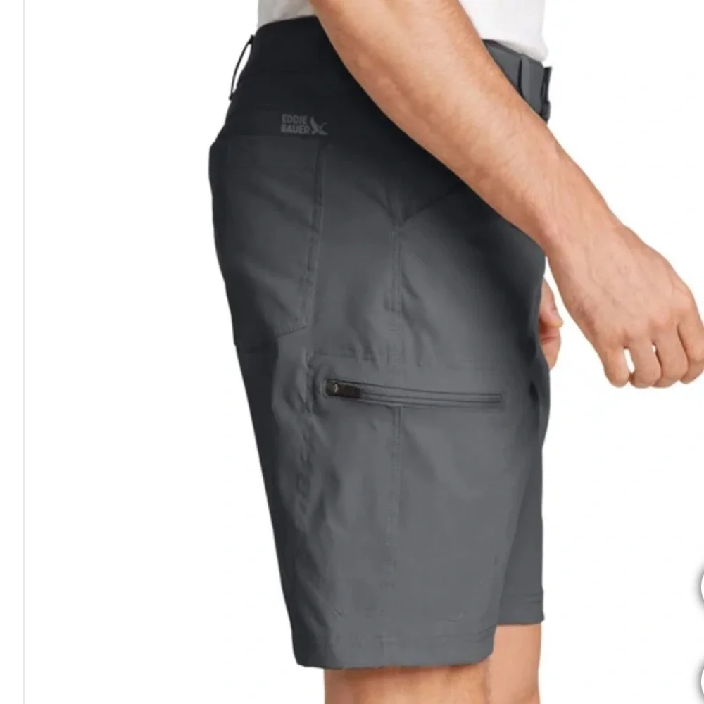 New Mens Eddie Bauer gray Rainier 10’ tech short lightweight water repellent